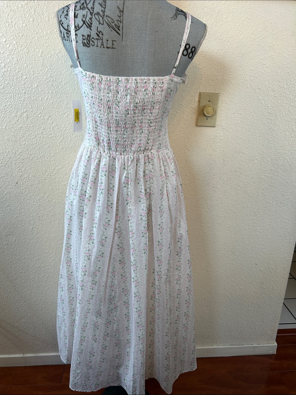 Floral Cotton Chemise Nightgown - White with Pink Floral - Picture 4 of 5
